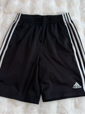 Adidas Youth Black & White Striped Athletic Shorts Size Large (14-16)